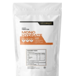 White resealable pouch labeled '100% Creatine Monohydrate' with nutrition facts on the front (GoldHealth Nutrition).