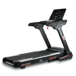 Black treadmill with a large digital console, safety key, and red accents, labeled RS1000 RS Line Pro Series.