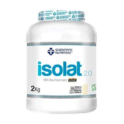 Container of Scientific Nutrition Isolat 2.0 whey protein powder, vanilla flavor, 2 kg.