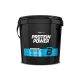 Black tub of Protein Power protein powder with a blue label and carrying handle, vanilla flavor