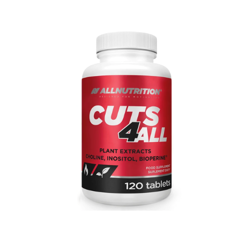 cuts 4 all White bottle labeled CUTS 4 ALL dietary supplement with red label and '120 tablets'