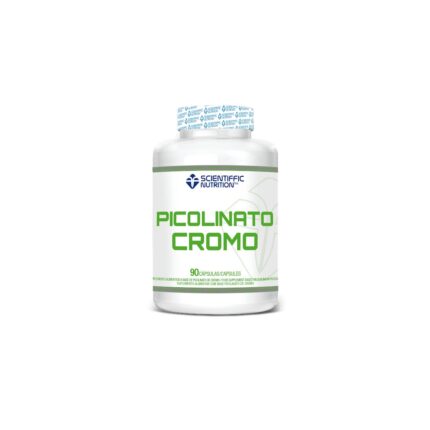 Bottle of PicoLinato Cromo dietary supplement by Scientific Nutrition (90 capsules).