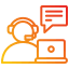 Customer support chat icon with a user silhouette and speech bubble