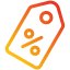 Orange sale tag icon with a percent sign