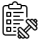 Clipboard with a checklist and a pointing hand selecting a checkbox, indicating a task to complete