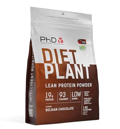 PHD Diet Plant Lean Protein Powder bag in Belgian Chocolate flavor (1 kg).