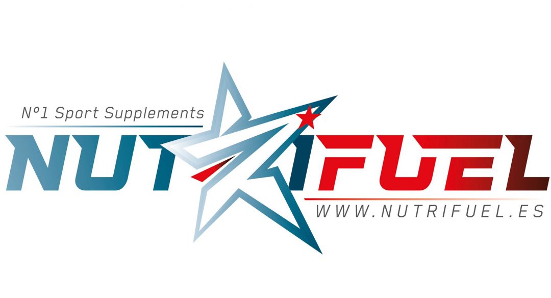 NUTRIFUEL logo with a blue star emblem and teal-red text, including www.nutrifuel.es and 'No.1 Sport Supplements' slogan