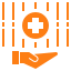 Settings gear icon (orange) on a dark striped background, indicating a button to access preferences