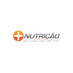 Logo featuring an orange circle with a white cross and the word NUTRIÇÃO in metallic letters on a green background.