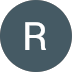 Circular app icon: dark blue background with a light gray 'R' in the center