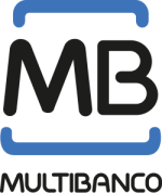 Multibanco logo: black 'MB' monogram framed by blue rounded brackets with the word MULTIBANCO beneath.